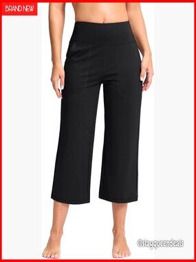 High Waist Capri Yoga Pants with Pockets Wide Leg